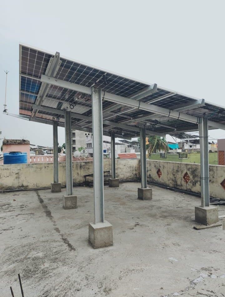 Elevated hot-dip GI structure on a residential rooftop in Gwalior